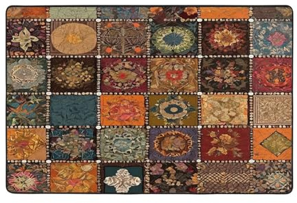 Tapis imprimé patchwork de style africain pour salon, chambre à coucher et bureau - Tapis de sol doux et antidérapant - Tapis d'intérieur moderne - 91,4 x 61 cm