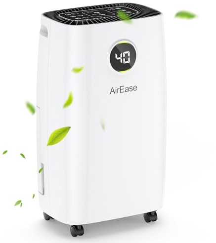 Luftentfeuchter Elektrisch, Auto Raumentfeuchter Elektrisch 25m²/122m³,Dehumidifier Entfeuchtung mit LED Display und Wasserbehälter-Vollanzeige, Gegen Feuchtigkeit, Filter, Timer