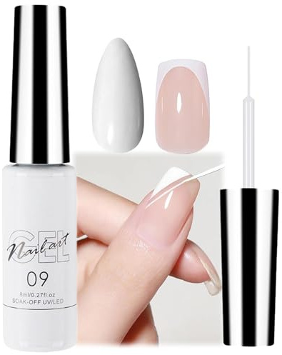 White Gel Nail Polish Liner - UV Nail Color Gel For Fineliner, French Nail Art Design, Women's DIY Home Salon, Gel Colours For Nails
