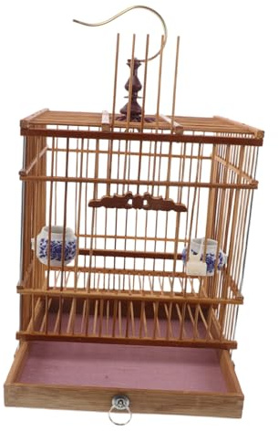BESPORTBLE Cage à Oiseaux Bambou Habitat Rectangulaire pour Perruches Et Inséparables Support Décoratif pour Jardin Et Balcon