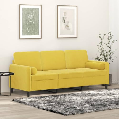RJPLMFV Divano a 3 Posti con Cuscini Giallo Divano per Soggiorno Couch Adatto per camere da letto 180 cm in Velluto