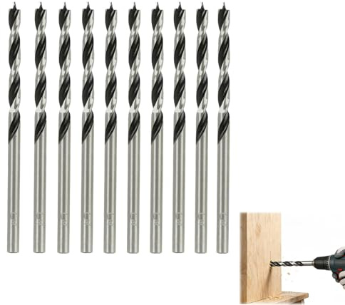 Set di 10 punte per legno da 3 mm – punte lunghe per trapano elicoidale professionale, adatte per la lavorazione del legno di legno tenero e legno duro