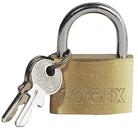 COGEX - Cadenas clé, cadenas - Cadenas en lation - 45mm - Sécurité renforcée - Antirouille & ultra résistant - Avec 2 clés - Idéal pour portail, casier, garage - Couleur : Doré