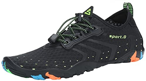 SAGUARO Scarpe da Sport Acquatici Uomo Donna Scarpette Scoglio Traspiranti Leggere Scarpe da Immersione per Piscina Spiaggia Canottaggio Mare Fiume Surf Vela Acqua Cycling, Nero, 37 EU