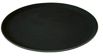Beaumont TM Bar trays - Pack of 6 X 14'' Black Non Slip Round Serving Drinks Trays