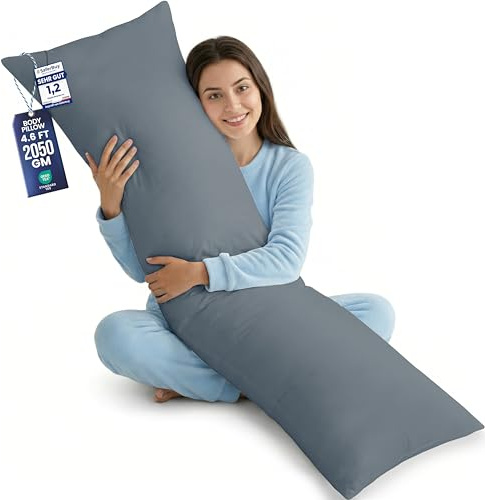 Utopia Bedding Bolster Pillow Pack of 1, (Double, 4Ft 6 Inch), Full Body Pillow, Soft Hollowfiber Filling, Long Pregnancy Pillow for Maternity Support and Side Sleeper (Grey)