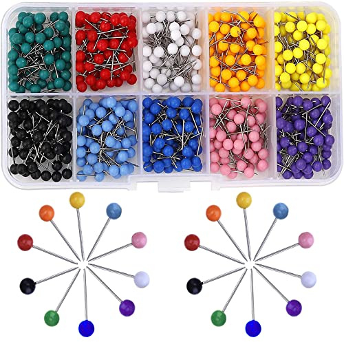 600-Piece Colourful Drawing Pins with Plastic Round Head and Steel Points for Pinboard or Bulletin Board