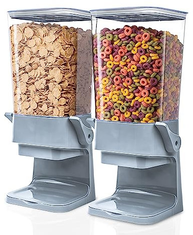 Dispensador de cereales para encimera, 2 unidades, contenedores de cereales, recipientes de aperitivos de 5 litros para control de porciones, dispensador de máquina de caramelos, accesorios de cocina