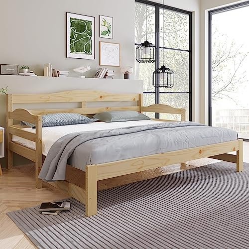 BTM Wooden Daybed with Trundle, Cabin Bed, Single Guest&Sofa Bed, Pull out Trundle for Living Room and Bedroom, 90 x190cm, Natural