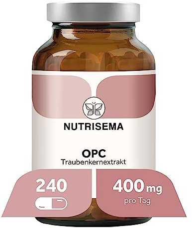 OPC Traubenkernextrakt I 240 vegane Kapseln I im Glas I OPC Gehalt 400 mg/Tag (≥60% HPLC) I MHD 31.07.2025 I Weintrauben aus Italien und Deutschland I in Deutschland produziert & laborgeprüft