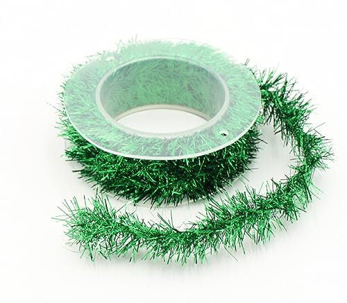 Wambere 5 Rollen 1.5 Meter Weihnachten Lametta Girlande, Weihnachten Girlande Glänzend Lametta Metallische Lametta Girlanden für Christbaumschmuck Weihnachtsbaum Kranz Festliches Hochzeit Party,Grün