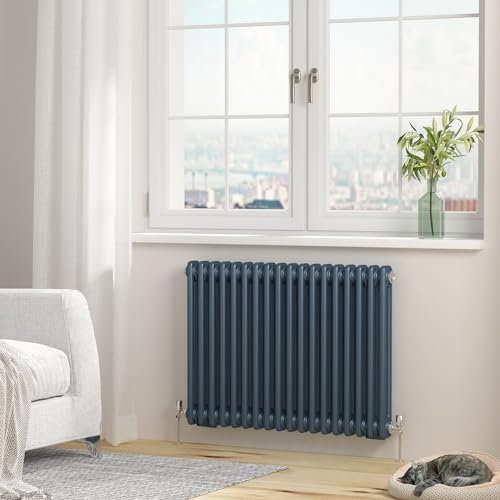 Heilmetz Anthracite Radiators Horizontal Double, 600x850mm Column Radiator Central Heating Radiator Traditional Cast Iron Style 2 Column Radiators