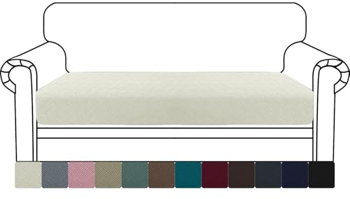 YSTELLAA Funda Asiento Sofa Elástico, Funda Cojin Sofa Separado Universal, Funda De Protección para Muebles, Ajustable, Antideslizante Y Suave, Lavable, 2 Asientos, Beige