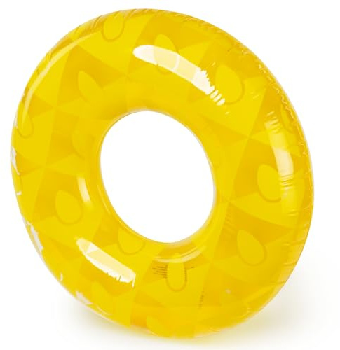 SPLASH! Inflatable Swimming Ring 90cm - Durable PVC Inflatable Ring Pool Float, Supports up to 80kg - Pool Inflatables for Adults and Kids - Certified Safe, Easy to Deflate Inflate - Pineapple