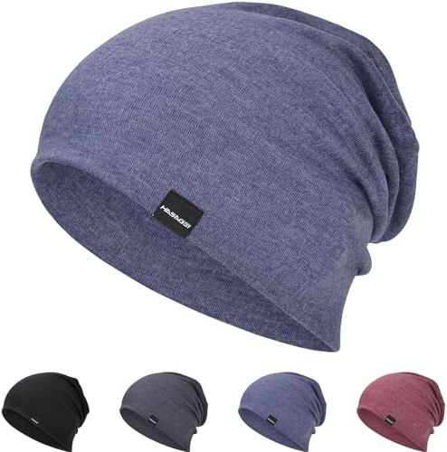 Berretto leggero per uomo e donna, morbido e sottile, traspirante, elastico, per primavera, autunno e inverno, blu, Taglia unica