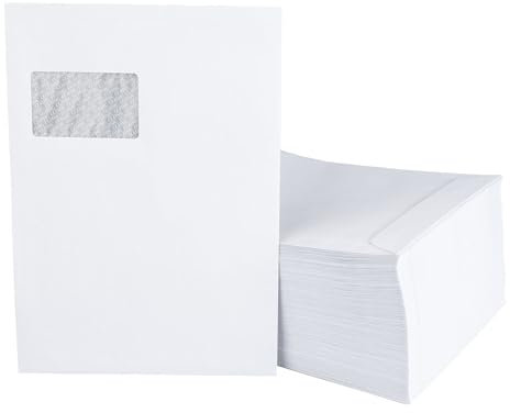 250 Briefumschläge - C4 Tasche mit Fenster - 229x324 mm - weiße Papierumschläge - selbstklebend - Umschlag für Rechnungen, Briefe, Hochzeit, Grußkarten, Einladungen