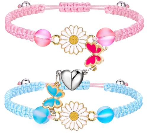 COYUN 2 Piezas de Pulsera Magnética de Atracción Magnética, Pulsera Ajustable de Cuerda Trenzada Relación de la Amistad, Regalo para Amantes de la Familia Mejores Amigos Novias Madres y Hermanas