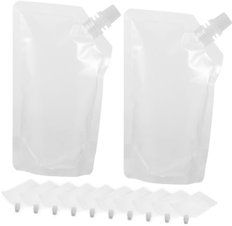 Garneck 55pcs Juice Dispenser Pouches Drink Pouch Bags with Easy-squeeze Spout Leakproof Drink Flask for Water Beverages Juices