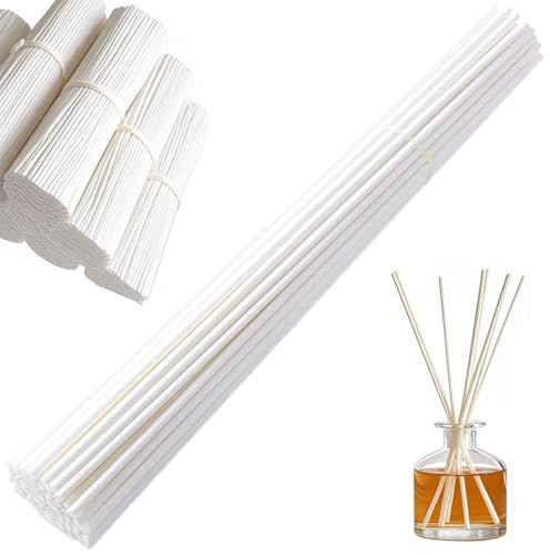 50 Pack Extra Long Reed Diffuser Sticks, 30cm x 3mm Natural Wood Rattan Aroma Oil Diffusion Replacements Refill Stick Premium for Spa Aroma Fragrance Aromatherapy Bedroom Home Office White