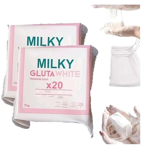 Lot de 20 savons blancs de gluta laiteux, savon blanchissant au glutamilk, savon blanchissant au glutamilk, savon blanc MilkyGluta, savons glutamilk de qualité supérieure, nettoyage en profondeur (2)