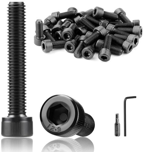 TXXATX 25 Piezas M6x60 mm Tornillos Alen Cilíndrico Negros Tornillos Cabeza Hexagonal DIN 912 Tornillo de Cabeza Allen Rosca Completa Carbono para Reparación de Muebles