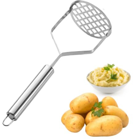 Potatisstötare - Rostfritt stål 9,45x3,15 In | Grönsaksmäskverktyg för, klomönster manuellt sprylar Matpress Kraftig mäskningsredskap | Böna grönsakskött