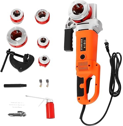 FgdVrelnor Filettatrice Elettrica 2300W per Idraulica e Cantiere, Filettatrice per Tubi Portatile con 6 Filiere (1/2–2 Pollici),Adatto per Tubi in Polipropilene e Tubi in Alluminio