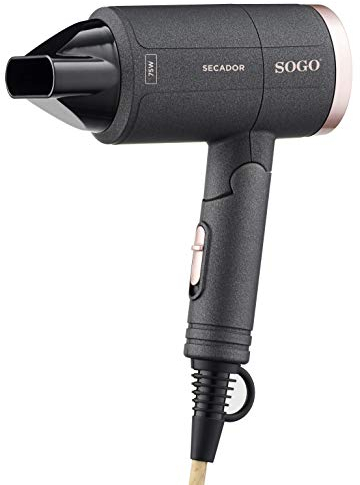 SOGO Secador Pelo Profesional Plegable 1300W - Secador de Pelo con 2 Temperaturas y 2 Velocidades con Motor BC y Filtro Desmontable - Secadora de Pelo con Diseño Compacto Ideal para Viajes