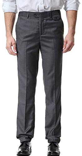 LaoZanA Homme Droit Pantalons De Costume Smoking Casual Formal Business Straight Fit Gris Foncé 5XL