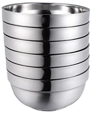 Cabilock 6Pcs Edelstahl-Saucenschalen,Mini-Vorbereitungsschalen, Einzelne Untertassen,Kleine Schalen FüR Dips, Runde GewüRzgerichte, Sushi-Vorspeisenteller, Silberfarben FüR Kleinkinder RüHrsc