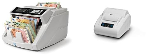 Safescan 2465-S Sedelräknare För Blandade Sedlar, Vit/grå & Safescan TP-230 grå – Termokvittoskrivare som skriver ut resultaten från din kassaräkning med Safescan-räknare