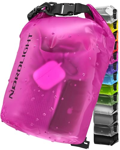 Nordlight Dry Bag and Waterproof Bag - (15L, Pink) Waterproof Packing Bag with Roll Top Closure and Shoulder Strap | Swimming, Beach, Canoeing, Stand Up Paddling, Diving