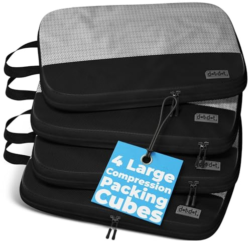 4pc Large Compression Packing Cubes for Travel - Luggage Organizers Suitcases