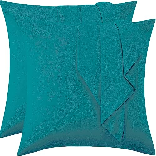 Vielit Premiun Weicher Kissenbezug 80x80 cm 2er Set Kopfkissenbezug 80x80 cm mit Reißverschluss Öko Zertifikat Kissenhülle Grün Blau für Allergiker