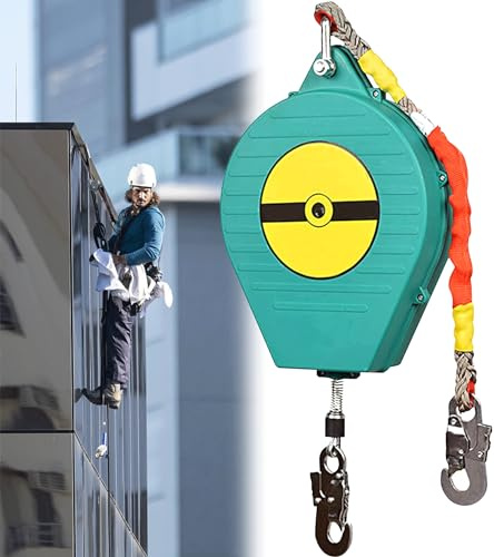 Dispositivo Anticaduta di Tipo Retrattile, Dispositivo Anticaduta a Richiamo Automatico con Gancio Autobloccante, Cavi di Sicurezza Retrattili per Coperture e Costruzioni, Carico: 150kg(Size:3m)