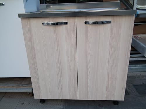 mobile cucina sottolavello con lavello vari colori cm 80x50 1 vasca sx inox (cassa bianca ante Carmen)