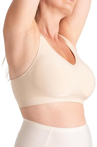 SHAPERMINT Bras for Women No Underwire - Seamless Bras for Women, Wireless Bra, Adjustable Plus Size Bra Beige
