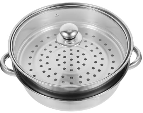 SHOWERORO Olla de Vapor Inoxidable con Diseño de Asa Vaporera Doble Capa para Cocinar y Calentar Alimentos para Cocinas y Arroces