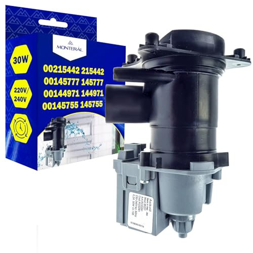 Laugenpumpe für Waschmaschine mit einer Leistung von 30W mit Originalcode 00215442 215442 00145777 145777 für Bosch 00144971 144971 00145755 145755 für Siemens - Garantie 10 Jahre - MONTERAL