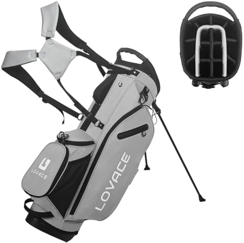 LOVACE 14-Way Golf Stand Bag, Lightweight Golf Bag with Stand for Men and Women (Grey)