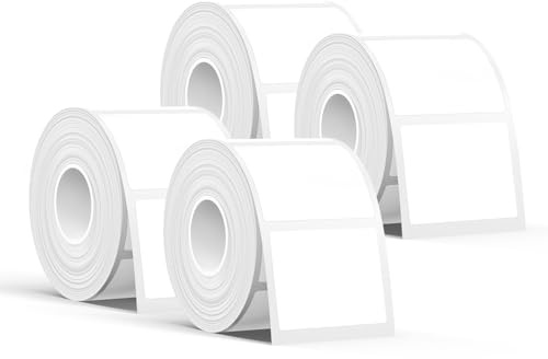 SUPVAN T50M Etiketter, 40mm x 30mm, 250 St/Rull, 4 Rullar, Svart På Vit | Termisk, Vattentät, Oljeresistent, Slitstark, Stark Vidhäftning, Automatisk Identifiering, för Skola, Kontor och Hem