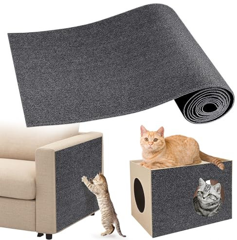 Gimars Selbstklebend Kratzmatte 200cm×40cm, DIY Kratzschutz Sofa Katze, Kratzbrett Katze, Katzen Kratzmatte, Kratzmatte Katze Wand, Katzenteppich Kratzschutz Möbel Für Katzen, Grau