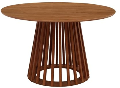 sweeek - Table à Manger Effet Bois Noyer. Pieds Bois de Sapin 4 Places Ø120cm