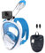 Full Face Snorkel Mask 180° Panoramic View Anti-leak Anti-fog Snorkeling Mask Set Complete with a detachable camera adjustable straps Blue L/XL