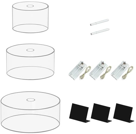 RCGOFOLLOW Expositor de alimentos de acrílico Para blanco para bodas y fiestas, accesorios para brunch, soporte para tartas, expositor, elevadores buffet, Con funda, 6+8+10 pulgadas