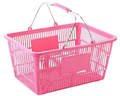 rockible Panier à, Panier D'épicerie, Organisateur de Supermarché Léger avec Poignée, pour Jouets, Bureau, sous L'armoire, Salle de Bain, CU, Rose