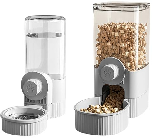 Mangiatoia Automatica per Gatti 2 Pezzi Dispenser di Acqua e Dispenser di Cibo Nessuna Perdita Mangiatoia per Conigli Sospesa Sospesa per Gabbia per Furetti di Porcellino d'India - Cibo per Gatti A