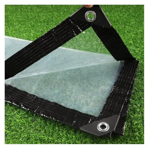 PEVA Transparent Tarpaulin Outdoor Raincover Terrace Clear Screen Gazebo Waterproof Cloth Plants Shed Cover Greenhouse Film(PEVA-Beige Edge,2mx8m)