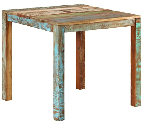 Pyvara matbord av återvunnet massivt trä 82 x 80 x 76 cm, kvadratiskt rustikt, handgjort för matsal, kök, vardagsrum med unik ådring och stabil träram
