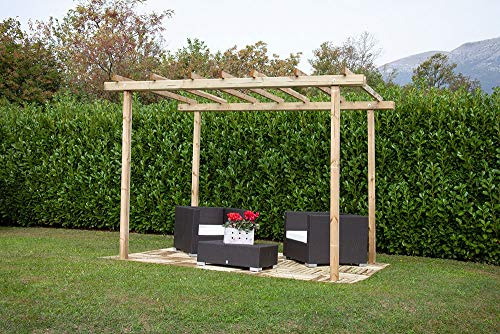 F-U Pergola Gazebo 3x3 in Pino impregnato Copertura da Esterni tettoia
